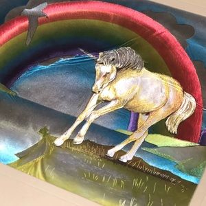 Vintage Aluminum Unicorn Painting!